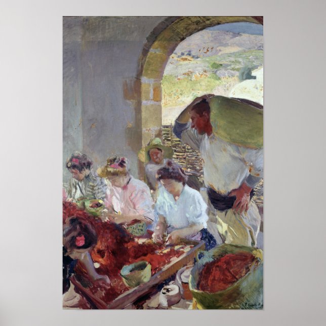 Poster Preparando as Uvas Secas, 1890 (Frente)