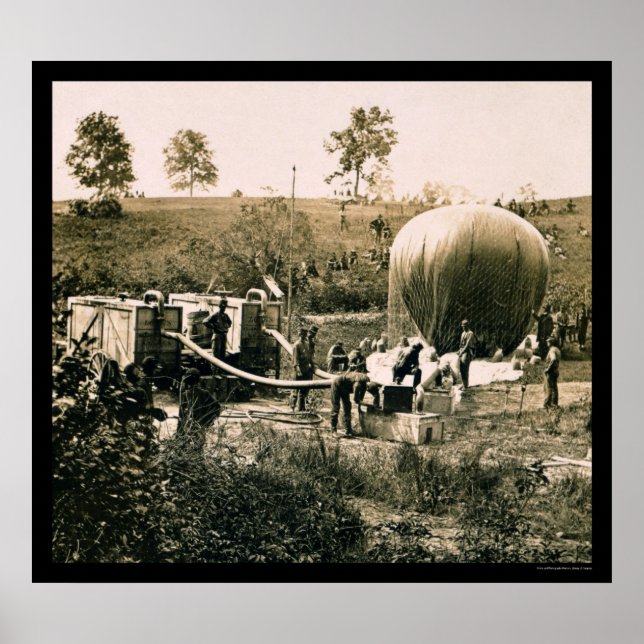Poster Preparando um Balão Militar, Gaines Mill, VA 1862 (Frente)