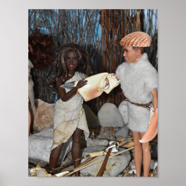 Poster Preparando uma caça pré-histórica. (Frente)