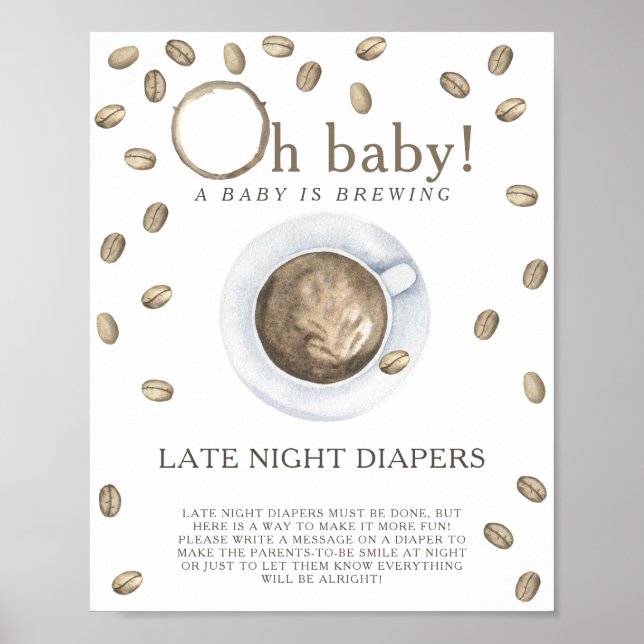 Poster PREPARO DE CAFÉ - Jogo de fraldas à noite (Frente)