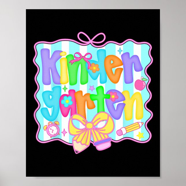 Poster Preppy Back To School Kindergarten Coquette Bow Gi (Frente)