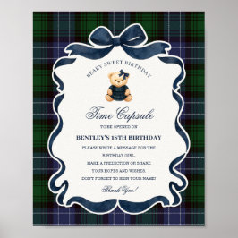Poster Preppy Coquette Bow Bear Birthday Time Capsule