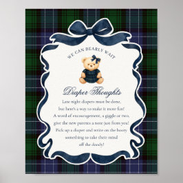 Poster Preppy Coquette Bow Bear Plaid Diaper Thoughts