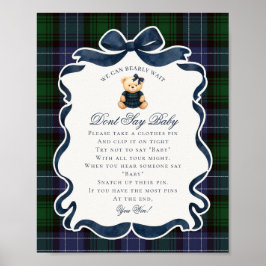 Poster Preppy Coquette Bow Bear Tartan Dont Say Baby Game