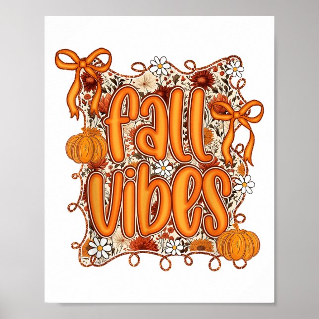 Poster Preppy Coquette Fall Vibes Floral Pumpkin Spice Co (Frente)