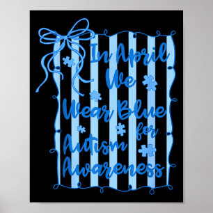 Poster Preppy em abril usa azul consciência do autismo co