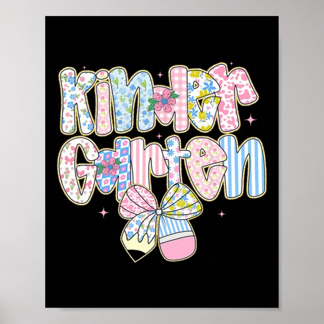 Poster Préppy Floral de Volta às Aulas para Meninas de Ja (Frente)