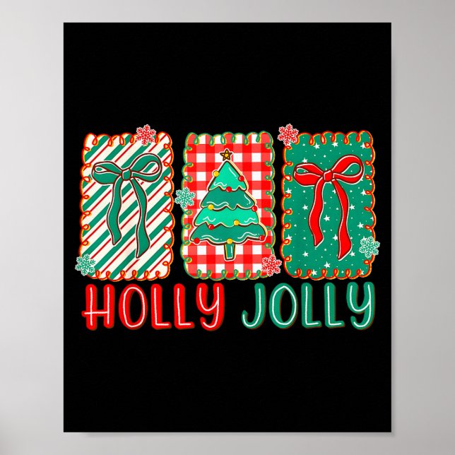 Poster Preppy Holly Xmas Vibrações Alegres Arco Natal Men (Frente)