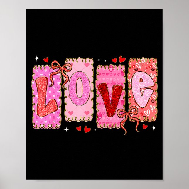 Poster Preppy Love Valentine Nk Coquette Bow Girl Women K (Frente)