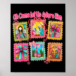 Poster Preppy Oh Venha Vamos Adorá-Lo Natal Cristão