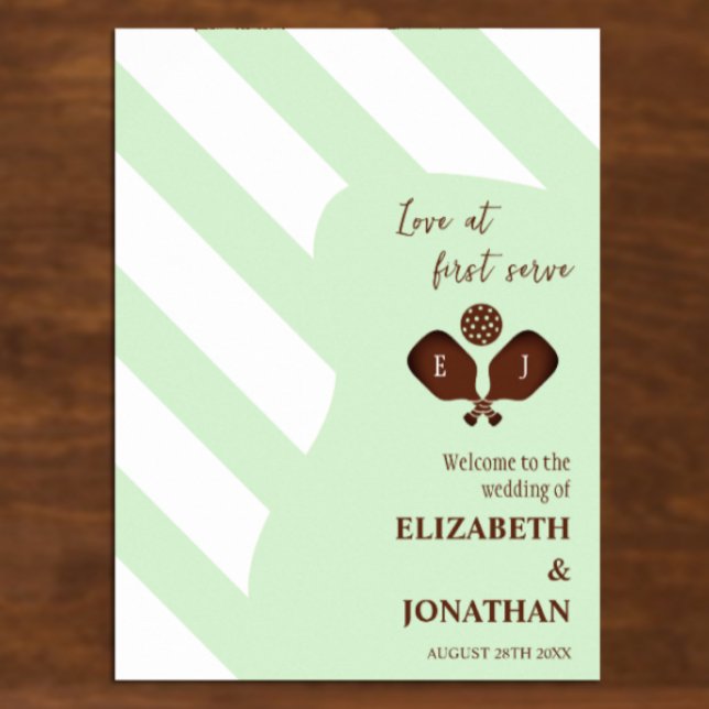 Poster Preppy Pickleball Stripes Wedding (Criador carregado)