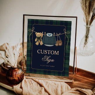 Poster Preppy Polo Teddy Bear Baby Shower Editable Table 