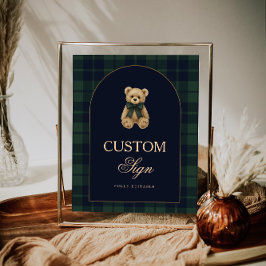 Poster Preppy Polo Teddy Bear Baby Shower Editable Table 