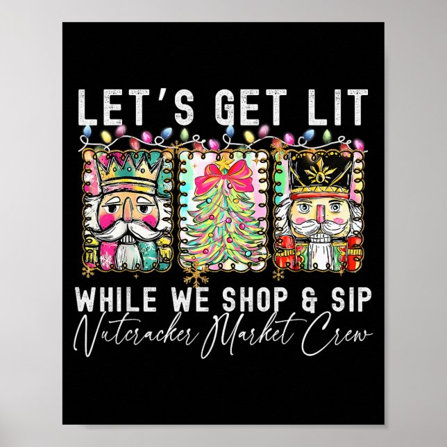 Poster Preppy Vamos Ficar Bêbados Enquanto Compramos E Be (Frente)