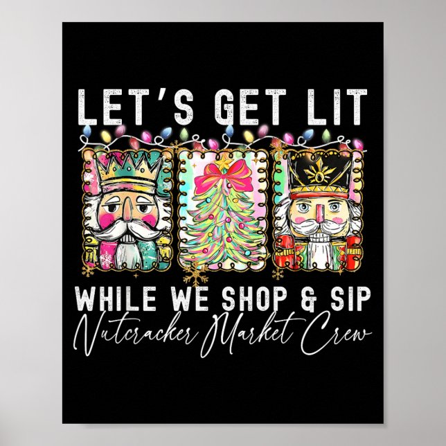 Poster Preppy Vamos Ficar Bêbados Enquanto Compramos E Be (Frente)