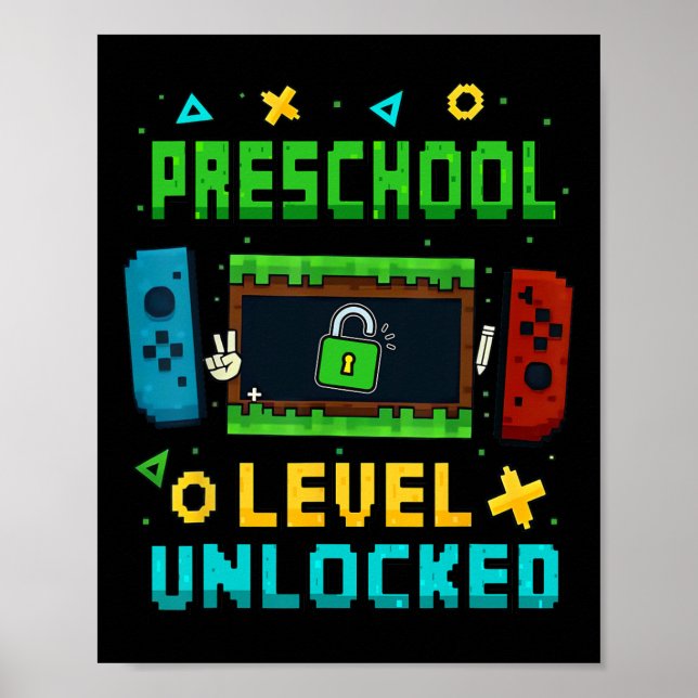 Poster Preschool Level Unlocked Ck To School Pixel Art Ga (Frente)