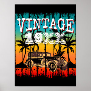 POSTER PRESENÇA DE ANO VINTAGE PERSONALIZADA DE ANIVERSÁR