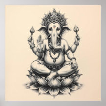 Presença divina: Arte a carvão Ganesha