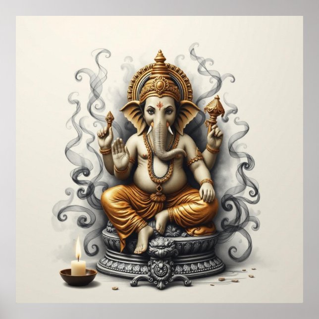 Poster Presença divina: Arte de Ganesha (Frente)
