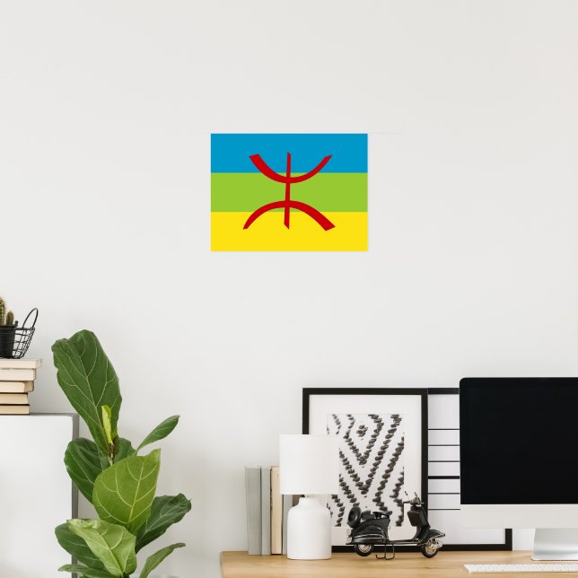 Poster Presente Bandeira Amazigue Bandeira Berbere Kabyle (Escritório em casa)