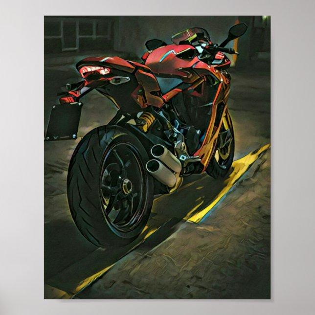 Poster presente clássico de motocicleta vintage (Frente)