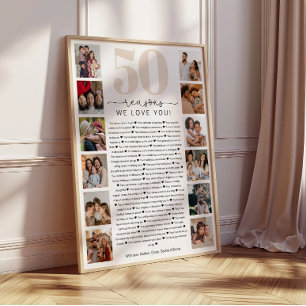 Póster Presente Comemorativo de Aniversário 50 Razões pel