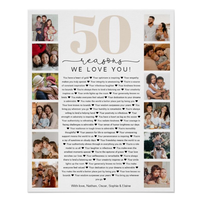 Póster Presente Comemorativo de Aniversário 50 Razões pel (Frente)