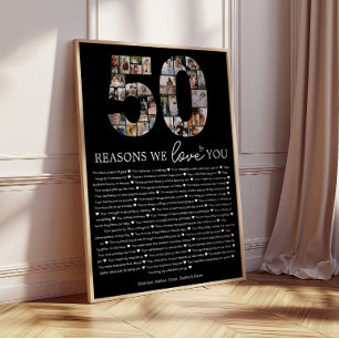Póster Presente Comemorativo Preto 50 Razões pelas Quais