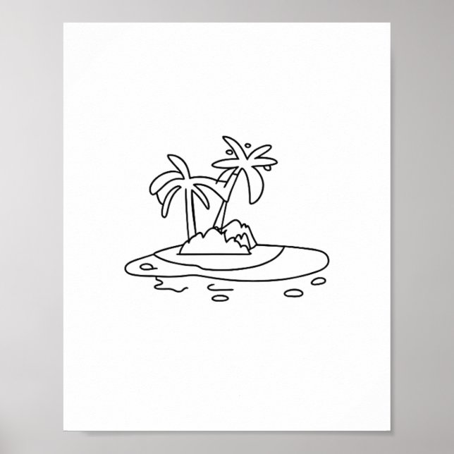 Poster Presente da Ilha do Paraíso, desenho de linha (Frente)
