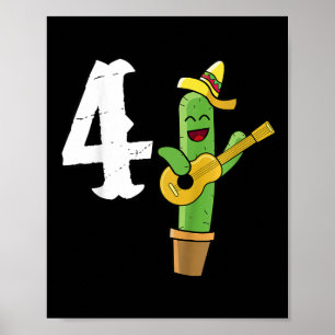 Poster Presente de 4º aniversário infantil amante de cact