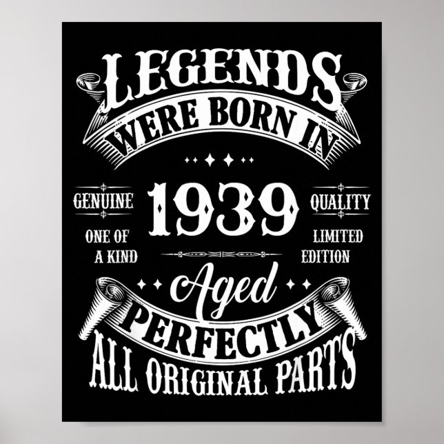 Poster Presente de 87º aniversário Lenda nascida em 19 87 (Frente)