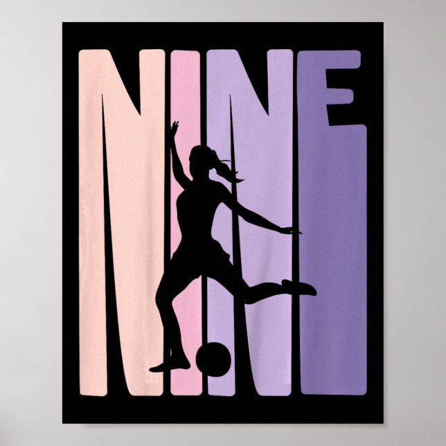 Poster Presente de 9 Anos para Meninas de Futebol 9º Aniv (Frente)