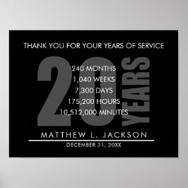 Poster Presente de Amortização de 20 Anos ou Funcionário