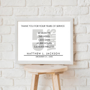 Poster Presente de Amortização de 5 Anos ou Funcionário