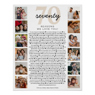 Póster Presente de Aniversário 70 Razões pelas quais Amam