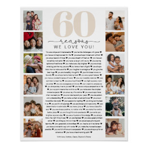 Póster Presente de Aniversário Comemorativo 60 Razões pel