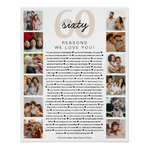 Póster Presente de Aniversário Comemorativo 60 Razões pel