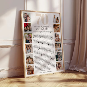 Póster Presente de Aniversário Comemorativo 70 Razões pel