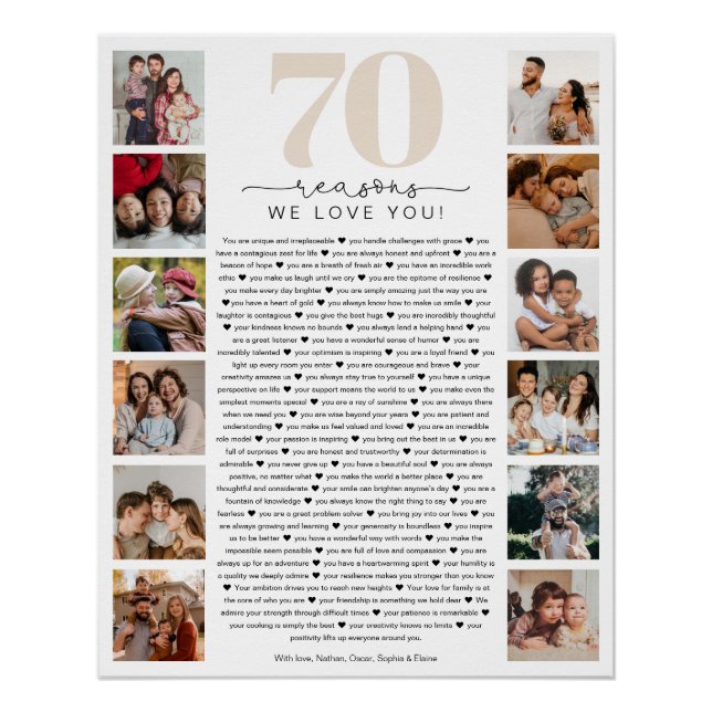 Póster Presente de Aniversário Comemorativo 70 Razões pel (Frente)