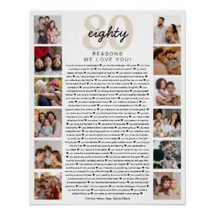 Póster Presente de Aniversário Comemorativo 80 Razões pel