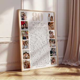 Póster Presente de Aniversário Comemorativo 80 Razões pel