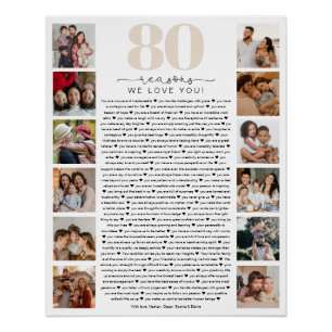 Póster Presente de Aniversário Comemorativo 80 Razões pel