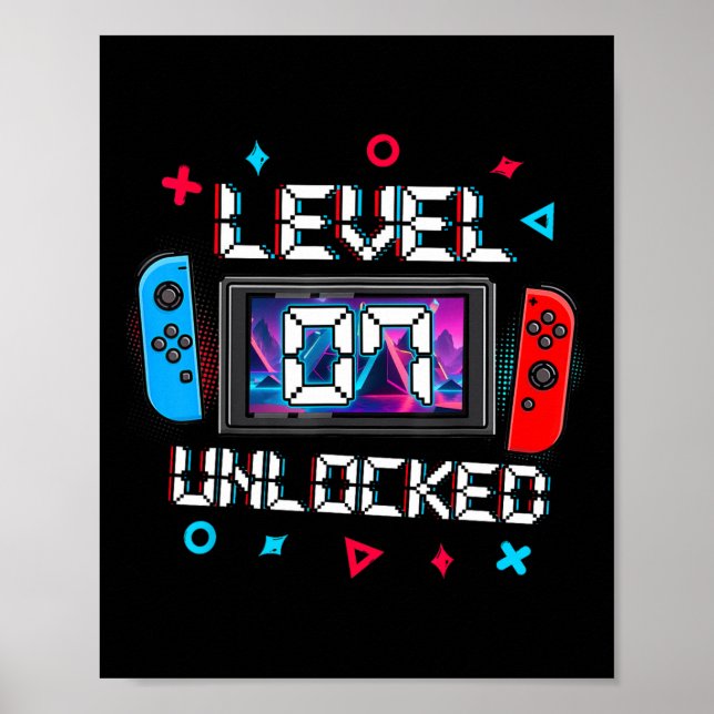 Poster Presente de Aniversário de 7 Anos para Jogador com (Frente)