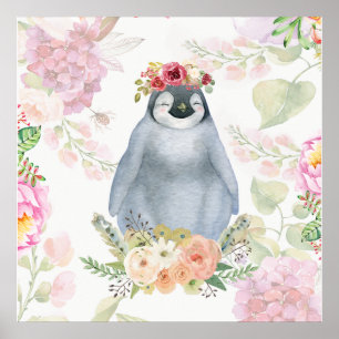Poster Presente de aniversário de filha de pinguim bonit