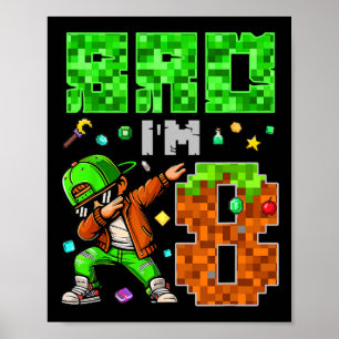 Poster Presente de aniversário estilo Pixel Dab Gamer par