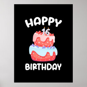 Poster Presente de aniversário Feliz 16.o aniversário