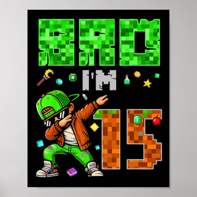 Poster Presente de Aniversário Pixel Dab Gamer Style para (Frente)