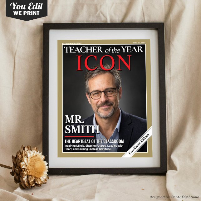 Poster Presente de Apreciação para Professor, Capa de Rev (Teacher Appreciation Gift, Custom Magazine Cover Poster)