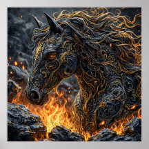 Presente de Arte de Cavalo em Chamas Para Amantes 