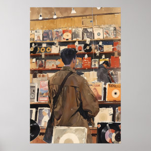 Poster Presente de Arte de Loja de Discos Antigos Impress